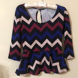 Keyhole Back Peplum Blouse